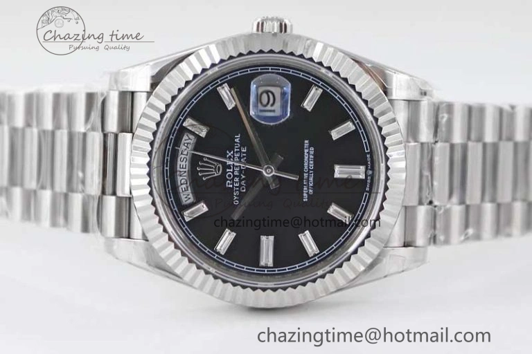 Day Date 40mm SS 904L Steel TWF 1:1 Best Edition Black Crystal Dial on SS Bracelet A Sustainable 2354