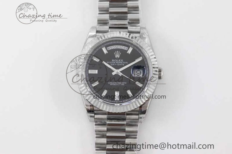 Day Date 40mm SS 904L Steel TWF 1:1 Best Edition Black Crystal Dial on SS Bracelet A Sustainable 2354
