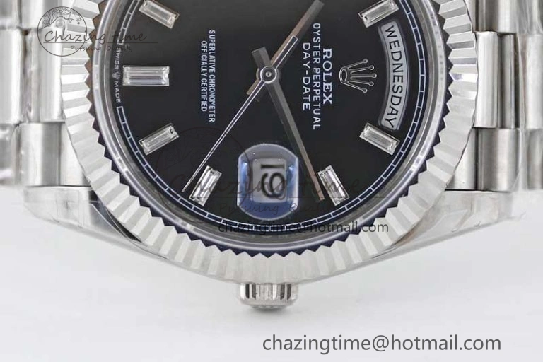 Day Date 40mm SS 904L Steel TWF 1:1 Best Edition Black Crystal Dial on SS Bracelet A Sustainable 2354