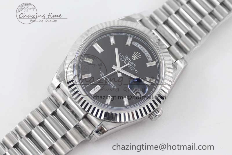 Day Date 40mm SS 904L Steel TWF 1:1 Best Edition Black Crystal Dial on SS Bracelet A Sustainable 2354