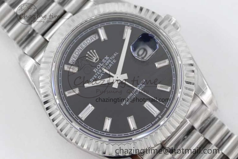 Day Date 40mm SS 904L Steel TWF 1:1 Best Edition Black Crystal Dial on SS Bracelet A Sustainable 2354