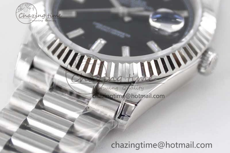 Day Date 40mm SS 904L Steel TWF 1:1 Best Edition Black Crystal Dial on SS Bracelet A Sustainable 2354