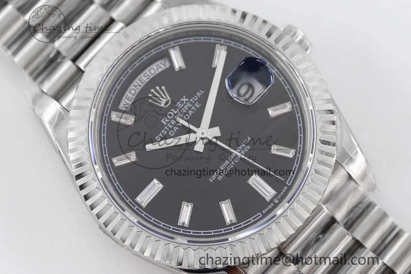 Day Date 40mm SS 904L Steel TWF 1:1 Best Edition Black Crystal Dial on SS Bracelet A Sustainable 2354