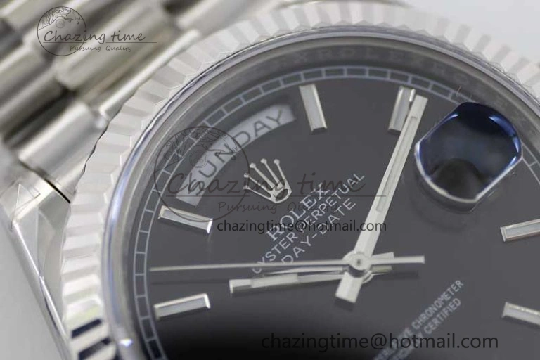 Day Date 40mm SS 904L Steel TWF 1:1 Best Edition Black Dial on SS Bracelet A NewStyle 2363