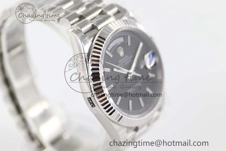 Day Date 40mm SS 904L Steel TWF 1:1 Best Edition Black Dial on SS Bracelet A NewStyle 2363
