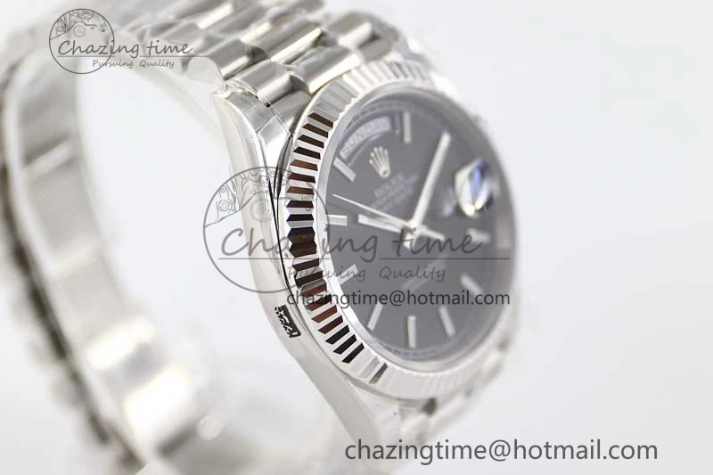 Day Date 40mm SS 904L Steel TWF 1:1 Best Edition Black Dial on SS Bracelet A NewStyle 2363