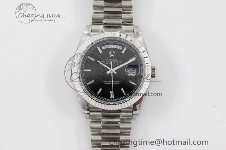 Day Date 40mm SS 904L Steel TWF 1:1 Best Edition Black Dial on SS Bracelet A NewStyle 2363