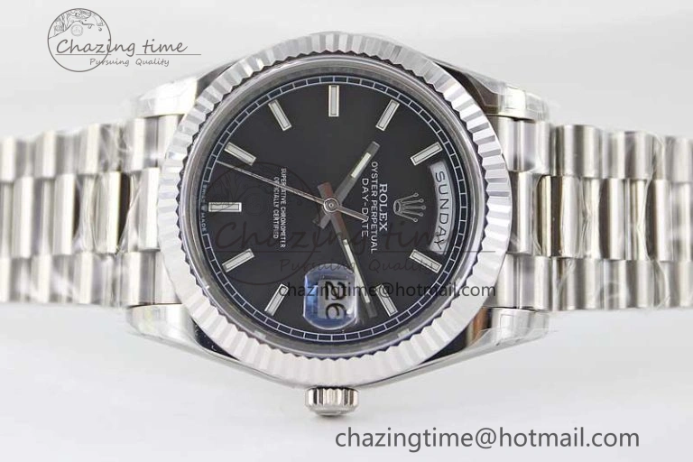 Day Date 40mm SS 904L Steel TWF 1:1 Best Edition Black Dial on SS Bracelet A NewStyle 2363