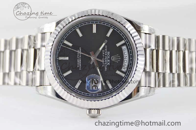 Day Date 40mm SS 904L Steel TWF 1:1 Best Edition Black Dial on SS Bracelet A NewStyle 2363