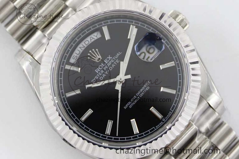 Day Date 40mm SS 904L Steel TWF 1:1 Best Edition Black Dial on SS Bracelet A NewStyle 2363