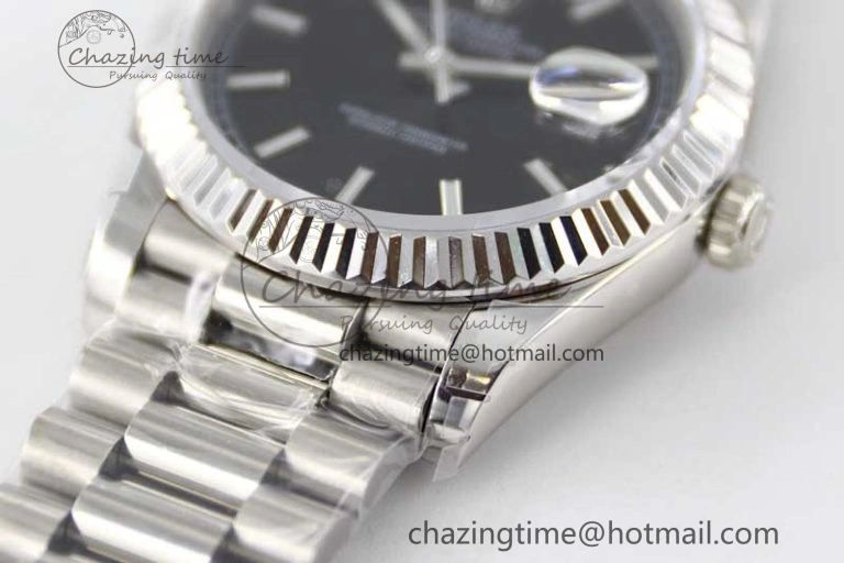 Day Date 40mm SS 904L Steel TWF 1:1 Best Edition Black Dial on SS Bracelet A NewStyle 2363