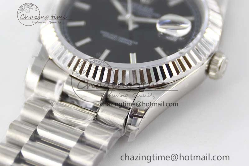Day Date 40mm SS 904L Steel TWF 1:1 Best Edition Black Dial on SS Bracelet A NewStyle 2363