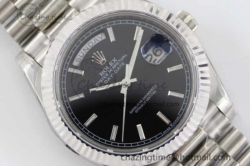 Day Date 40mm SS 904L Steel TWF 1:1 Best Edition Black Dial on SS Bracelet A NewStyle 2363