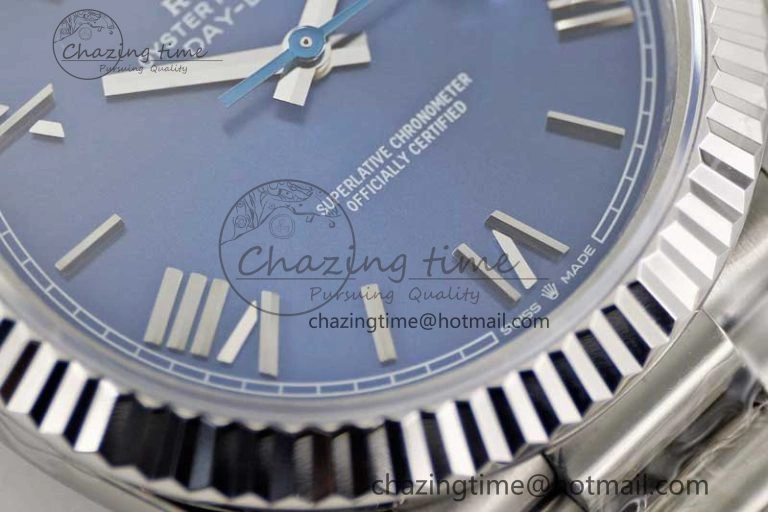 Affordable Day Date 40mm SS 904L Steel TWF 1:1 Best Edition Blue Roman Dial on SS Bracelet A 2367