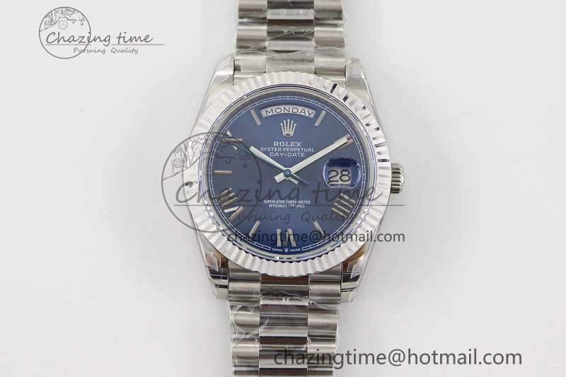 Affordable Day Date 40mm SS 904L Steel TWF 1:1 Best Edition Blue Roman Dial on SS Bracelet A 2367