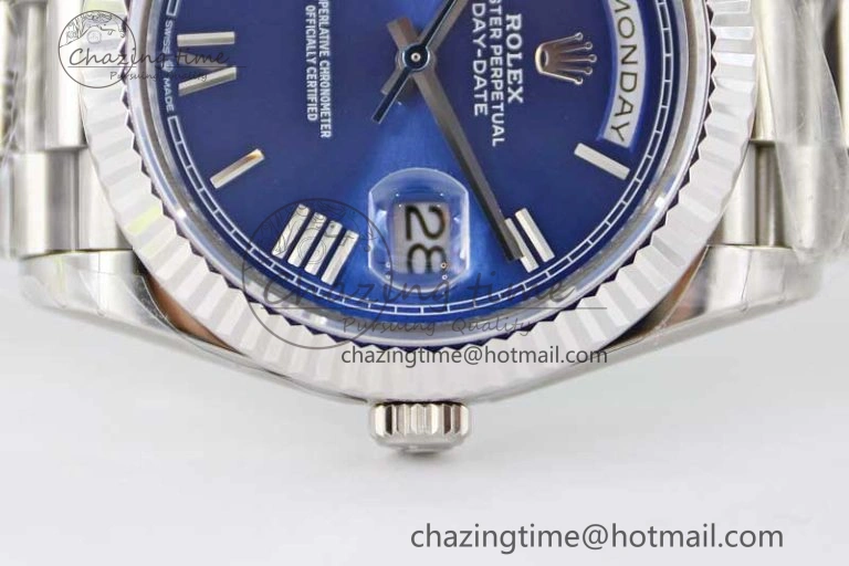 Affordable Day Date 40mm SS 904L Steel TWF 1:1 Best Edition Blue Roman Dial on SS Bracelet A 2367