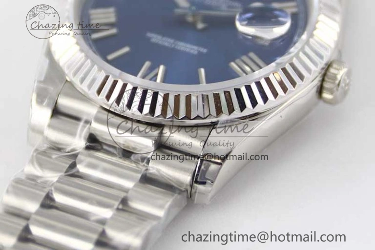 Affordable Day Date 40mm SS 904L Steel TWF 1:1 Best Edition Blue Roman Dial on SS Bracelet A 2367