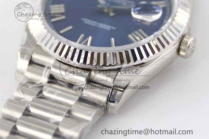 Affordable Day Date 40mm SS 904L Steel TWF 1:1 Best Edition Blue Roman Dial on SS Bracelet A 2367