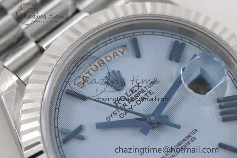 Day Date 40mm SS 904L Steel TWF 1:1 Best Edition Blue Roman Dial on SS Bracelet A FashionForward 2356