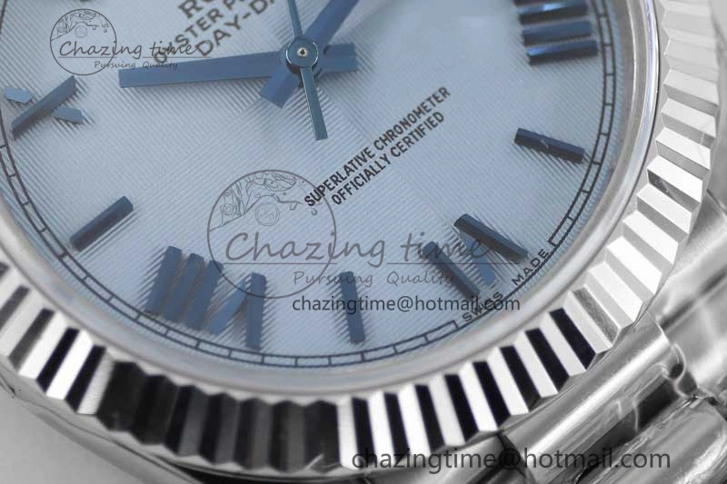 Day Date 40mm SS 904L Steel TWF 1:1 Best Edition Blue Roman Dial on SS Bracelet A FashionForward 2356