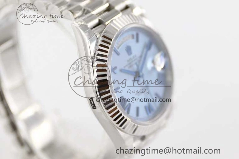 Day Date 40mm SS 904L Steel TWF 1:1 Best Edition Blue Roman Dial on SS Bracelet A FashionForward 2356
