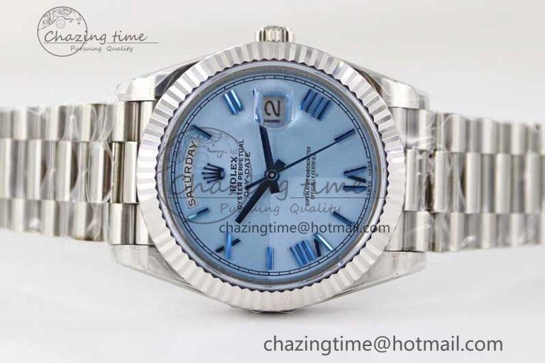 Day Date 40mm SS 904L Steel TWF 1:1 Best Edition Blue Roman Dial on SS Bracelet A FashionForward 2356