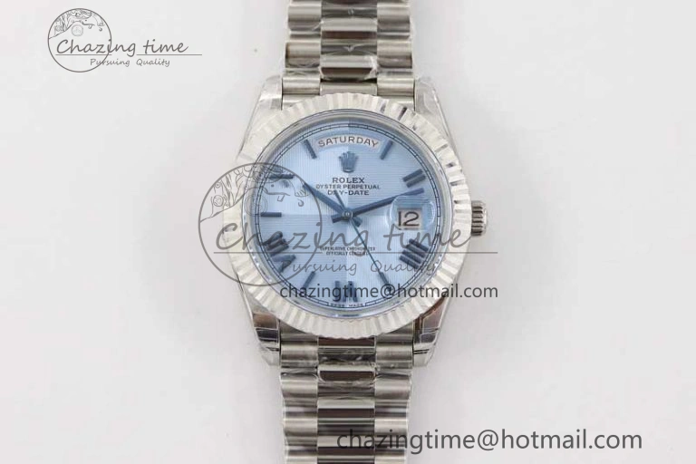 Day Date 40mm SS 904L Steel TWF 1:1 Best Edition Blue Roman Dial on SS Bracelet A FashionForward 2356