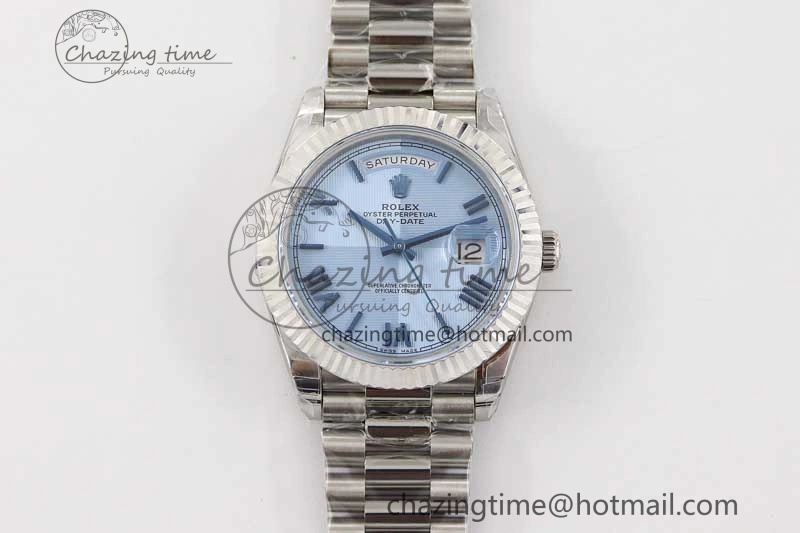 Day Date 40mm SS 904L Steel TWF 1:1 Best Edition Blue Roman Dial on SS Bracelet A FashionForward 2356