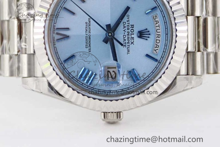 Day Date 40mm SS 904L Steel TWF 1:1 Best Edition Blue Roman Dial on SS Bracelet A FashionForward 2356