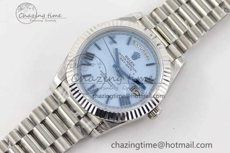 Day Date 40mm SS 904L Steel TWF 1:1 Best Edition Blue Roman Dial on SS Bracelet A FashionForward 2356