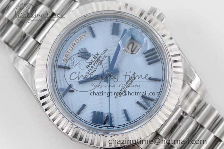Day Date 40mm SS 904L Steel TWF 1:1 Best Edition Blue Roman Dial on SS Bracelet A FashionForward 2356