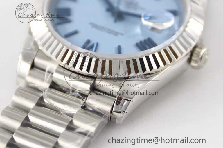 Day Date 40mm SS 904L Steel TWF 1:1 Best Edition Blue Roman Dial on SS Bracelet A FashionForward 2356
