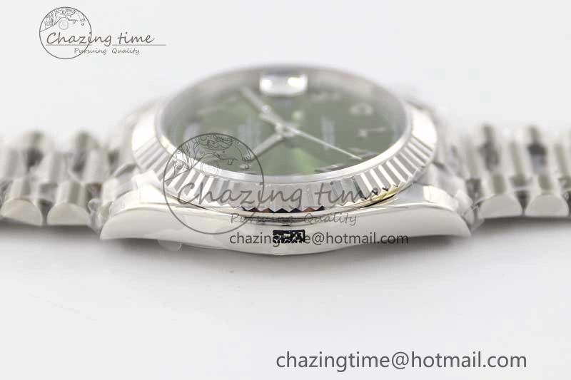 Day Date 40mm SS 904L Steel TWF 1:1 Best Edition Green Arabic Dial on SS Bracelet A Sporty 2365