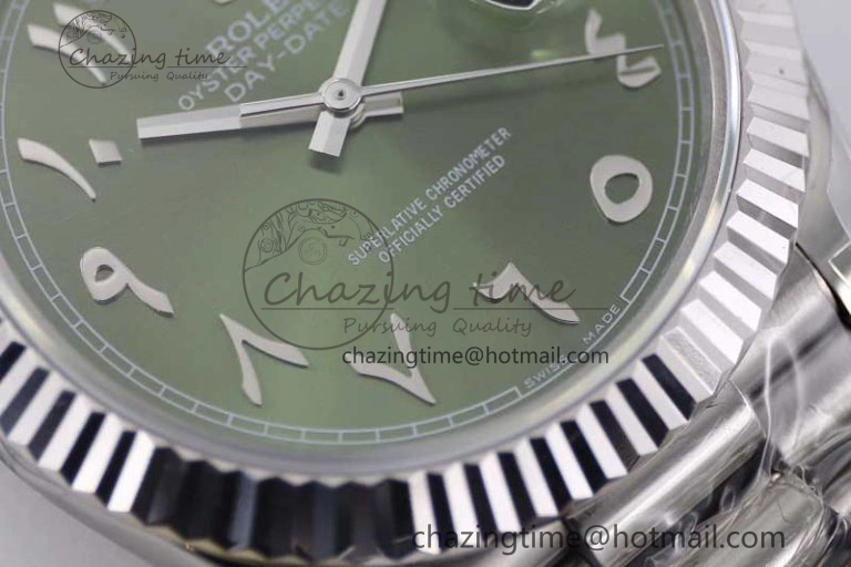 Day Date 40mm SS 904L Steel TWF 1:1 Best Edition Green Arabic Dial on SS Bracelet A Sporty 2365