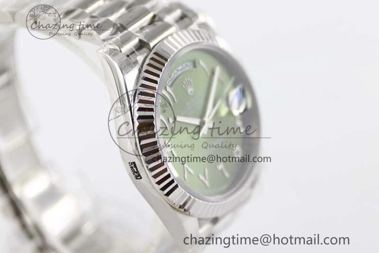 Day Date 40mm SS 904L Steel TWF 1:1 Best Edition Green Arabic Dial on SS Bracelet A Sporty 2365