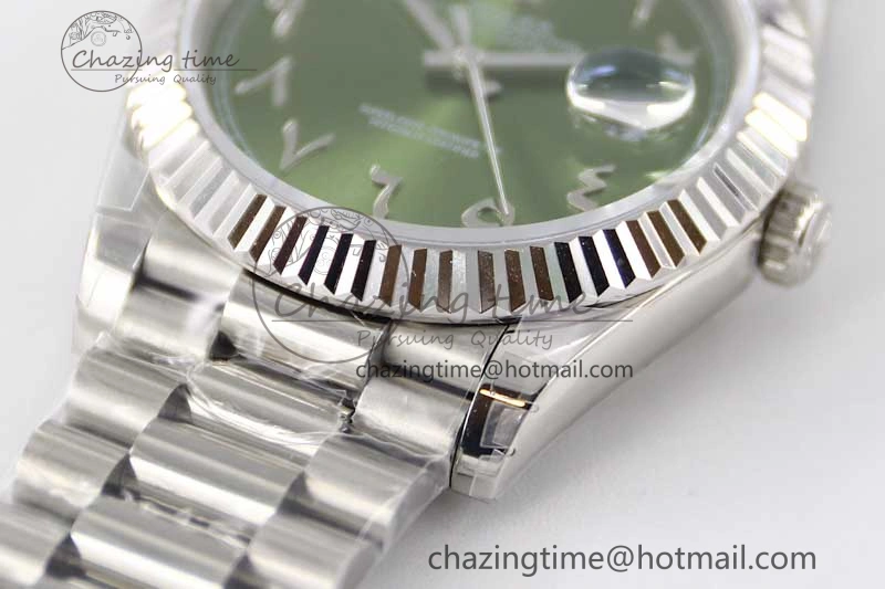Day Date 40mm SS 904L Steel TWF 1:1 Best Edition Green Arabic Dial on SS Bracelet A Sporty 2365