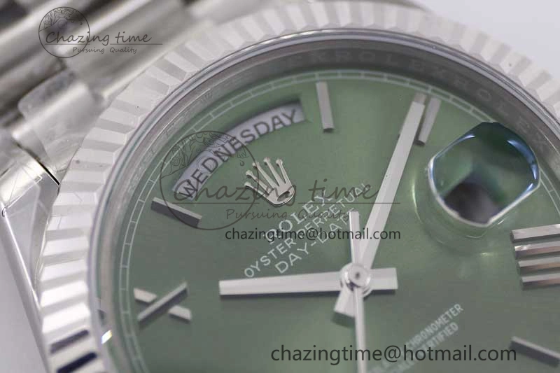 Day Date 40mm SS 904L Steel TWF 1:1 Best Edition Green Roman Dial on SS Bracelet A TimelessDesign 2355