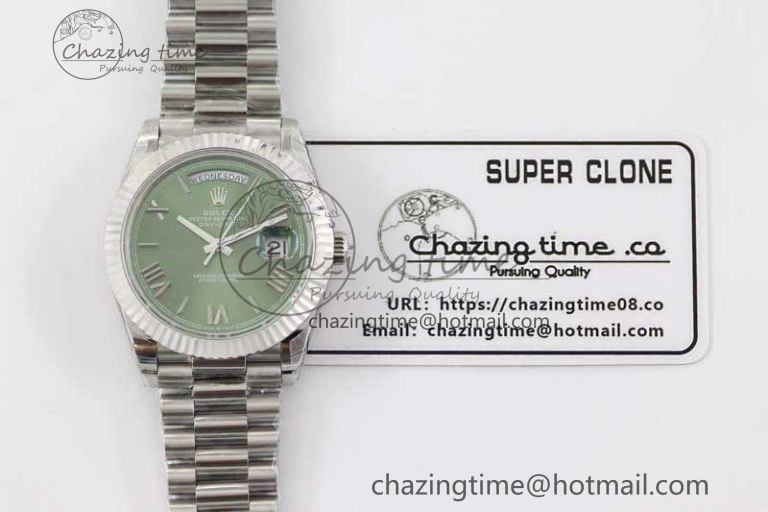 Day Date 40mm SS 904L Steel TWF 1:1 Best Edition Green Roman Dial on SS Bracelet A TimelessDesign 2355