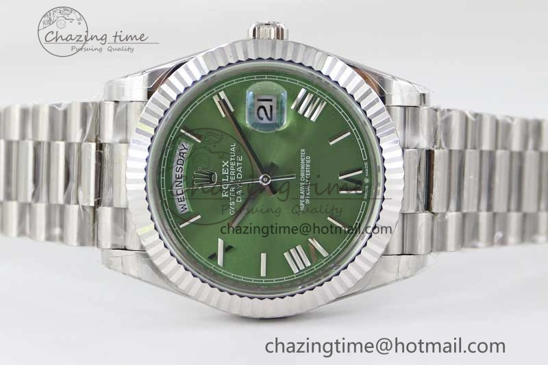 Day Date 40mm SS 904L Steel TWF 1:1 Best Edition Green Roman Dial on SS Bracelet A TimelessDesign 2355