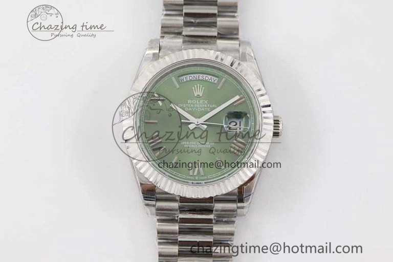 Day Date 40mm SS 904L Steel TWF 1:1 Best Edition Green Roman Dial on SS Bracelet A TimelessDesign 2355