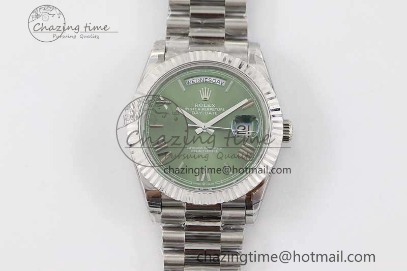 Day Date 40mm SS 904L Steel TWF 1:1 Best Edition Green Roman Dial on SS Bracelet A TimelessDesign 2355