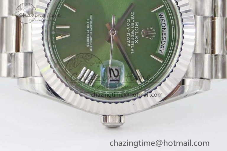 Day Date 40mm SS 904L Steel TWF 1:1 Best Edition Green Roman Dial on SS Bracelet A TimelessDesign 2355