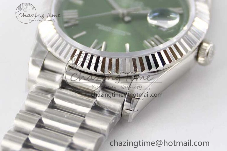 Day Date 40mm SS 904L Steel TWF 1:1 Best Edition Green Roman Dial on SS Bracelet A TimelessDesign 2355
