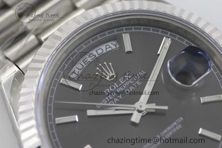 Day Date 40mm SS 904L Steel TWF 1:1 Best Edition Grey Dial on SS Bracelet A Stretchable 2358