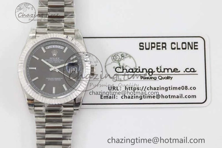 Day Date 40mm SS 904L Steel TWF 1:1 Best Edition Grey Dial on SS Bracelet A Stretchable 2358