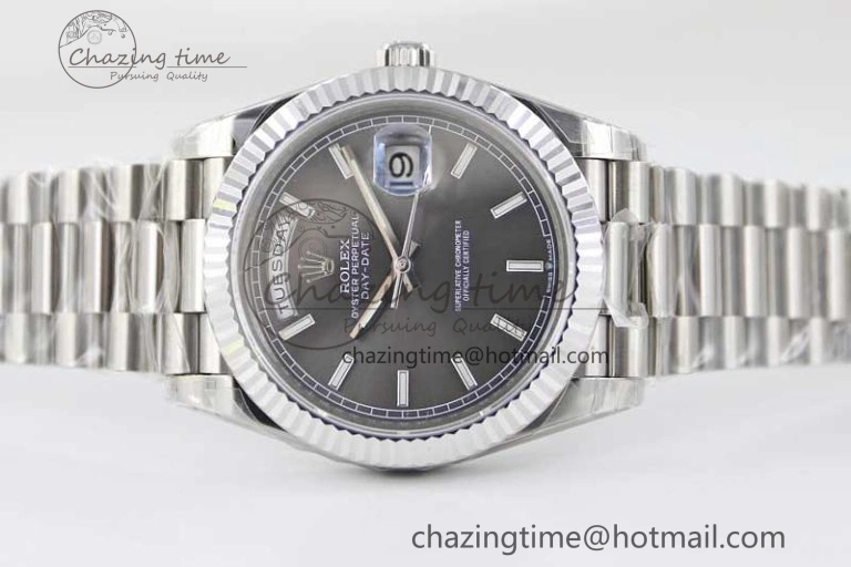 Day Date 40mm SS 904L Steel TWF 1:1 Best Edition Grey Dial on SS Bracelet A Stretchable 2358