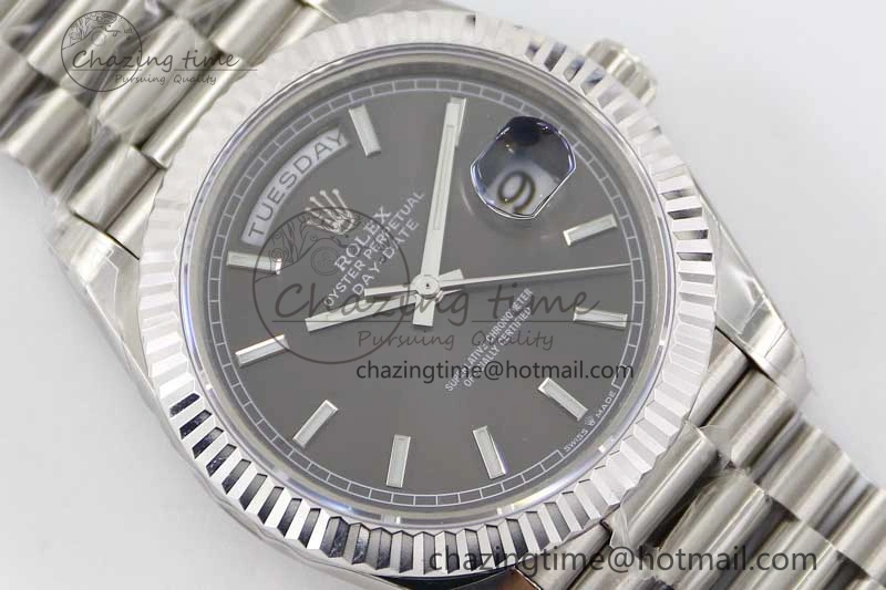 Day Date 40mm SS 904L Steel TWF 1:1 Best Edition Grey Dial on SS Bracelet A Stretchable 2358