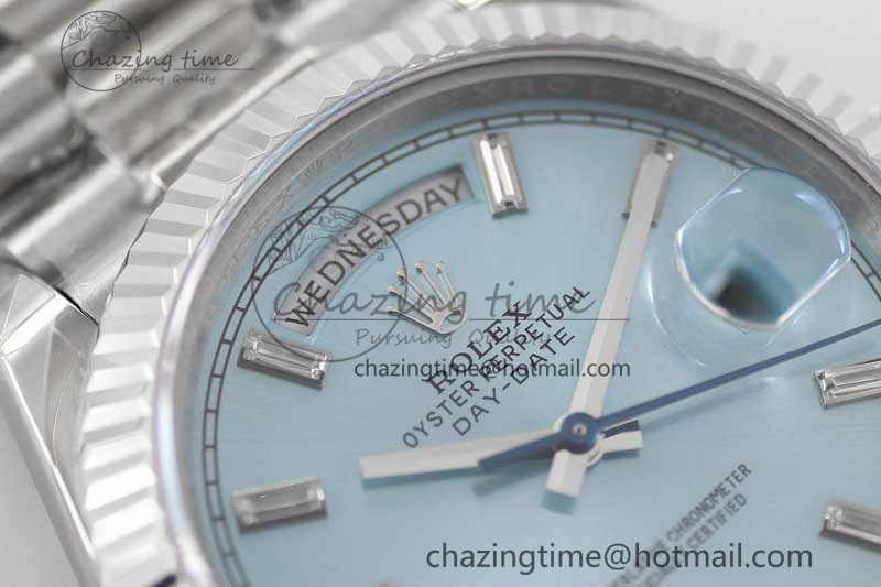 Packable Day Date 40mm SS 904L Steel TWF 1:1 Best Edition ICE Blue Crystal Dial on SS Bracelet A 2364