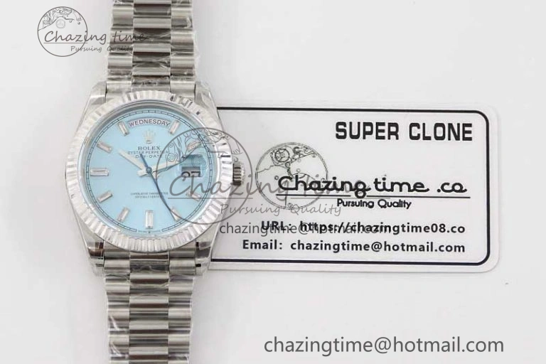 Packable Day Date 40mm SS 904L Steel TWF 1:1 Best Edition ICE Blue Crystal Dial on SS Bracelet A 2364