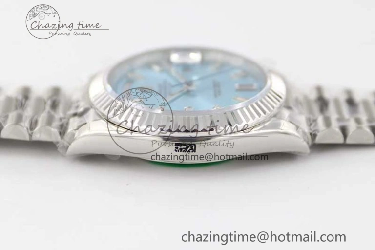 Packable Day Date 40mm SS 904L Steel TWF 1:1 Best Edition ICE Blue Crystal Dial on SS Bracelet A 2364